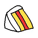 A sticker of a slice of cake
